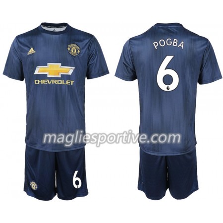 Completo Calcio Manchester United ROGBA 6 Bambino Divisa Terza 2018/2019